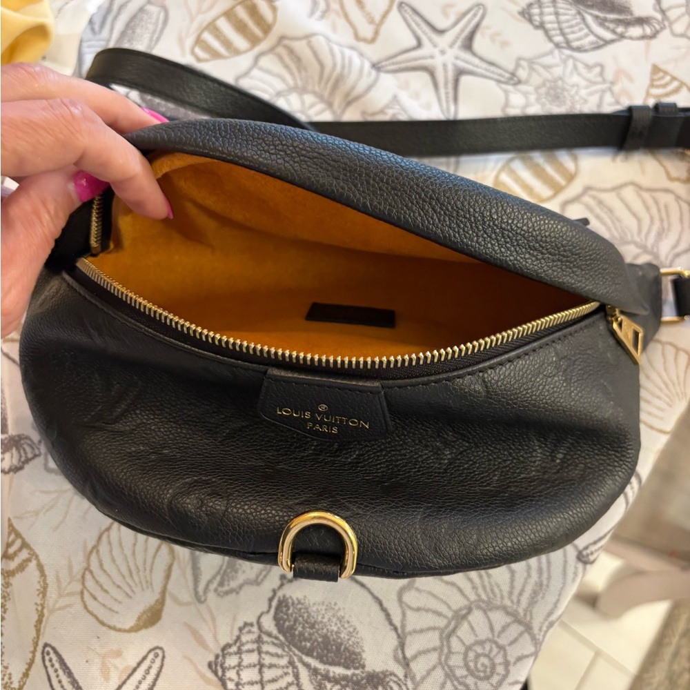 Louis Vuitton Black Satchel with Gold Accents